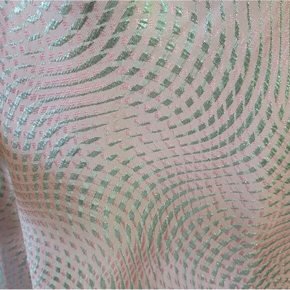 Blush Pink & Silver Metallic One Shoulder Dress w Cascading Ruffle Prom Dress - Picture 8 of 13